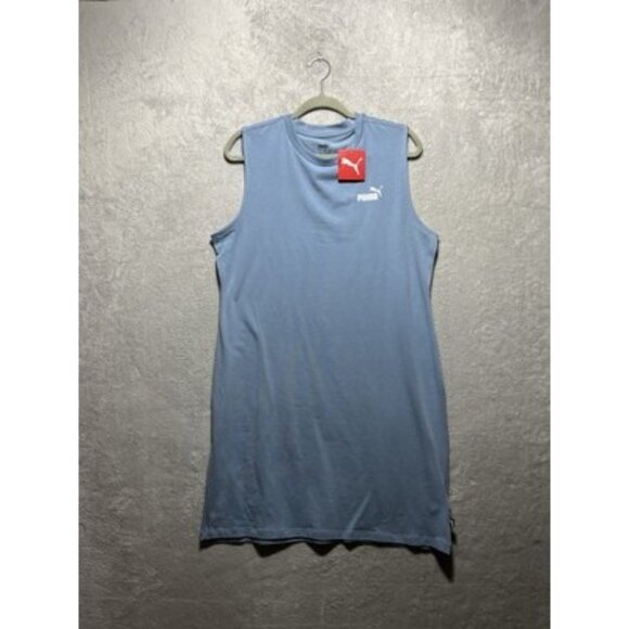 NWT PUMA Essentials Sleeveless Crewneck Mini Dress Zen Blue Size Large - Picture 1 of 7